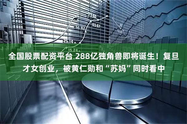 全国股票配资平台 288亿独角兽即将诞生！复旦才女创业，被黄仁勋和“苏妈”同时看中