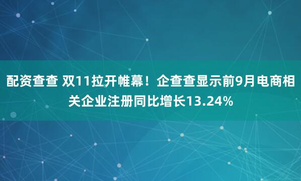 配资查查 双11拉开帷幕！企查查显示前9月电商相关企业注册同比增长13.24%